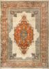 aalam red and orange wool hand knotted Rug - HeadShot
