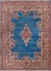 aalam blue wool hand knotted Rug - HeadShot