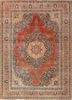 aalam red and orange wool hand knotted Rug - HeadShot