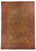 aalam red and orange wool hand knotted Rug - HeadShot