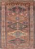 aalam red and orange wool hand knotted Rug - HeadShot