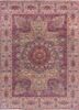 aalam pink and purple wool hand knotted Rug - HeadShot