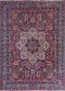 aalam blue wool hand knotted Rug - HeadShot