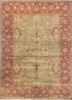 aalam green wool hand knotted Rug - HeadShot