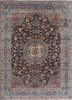 aalam blue wool hand knotted Rug - HeadShot