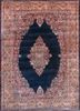 aalam blue wool hand knotted Rug - HeadShot