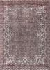 aalam red and orange wool and silk hand knotted Rug - HeadShot
