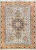 aalam green wool and silk hand knotted Rug - HeadShot