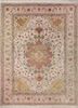 aalam red and orange wool and silk hand knotted Rug - HeadShot