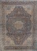 aalam blue wool hand knotted Rug - HeadShot