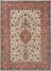 aalam red and orange wool and silk hand knotted Rug - HeadShot