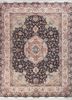 aalam red and orange wool and silk hand knotted Rug - HeadShot