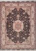 aalam blue wool and silk hand knotted Rug - HeadShot