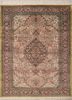 gulmarg pink and purple silk hand knotted Rug - HeadShot