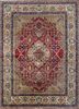aalam red and orange wool hand knotted Rug - HeadShot