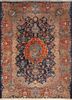 aalam blue wool hand knotted Rug - HeadShot