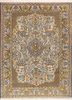 aalam ivory wool hand knotted Rug - HeadShot