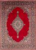 aalam red and orange wool hand knotted Rug - HeadShot