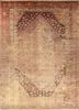 aalam red and orange wool hand knotted Rug - HeadShot