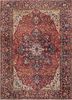 aalam red and orange wool hand knotted Rug - HeadShot