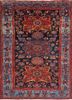 aalam blue wool hand knotted Rug - HeadShot