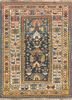 aalam blue wool hand knotted Rug - HeadShot