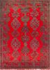 aalam red and orange wool hand knotted Rug - HeadShot