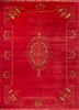 aalam red and orange wool hand knotted Rug - HeadShot