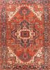aalam red and orange wool hand knotted Rug - HeadShot