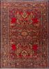 aalam red and orange wool hand knotted Rug - HeadShot