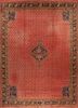 aalam red and orange wool hand knotted Rug - HeadShot