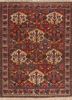 aalam red and orange wool hand knotted Rug - HeadShot