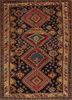 aalam blue wool hand knotted Rug - HeadShot