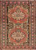 aalam red and orange wool hand knotted Rug - HeadShot