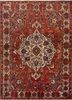 aalam red and orange wool hand knotted Rug - HeadShot