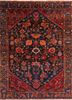 aalam blue wool hand knotted Rug - HeadShot
