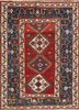 aalam red and orange wool hand knotted Rug - HeadShot