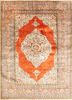 gulmarg red and orange silk hand knotted Rug - HeadShot