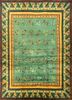 aalam green wool hand knotted Rug - HeadShot