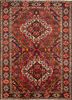 aalam red and orange wool hand knotted Rug - HeadShot