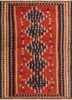nayaab red and orange wool flat weaves Rug - HeadShot