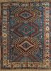 aalam blue wool hand knotted Rug - HeadShot
