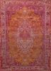 free verse by kavi red and orange wool and silk hand knotted Rug - HeadShot