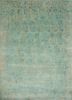  green wool and silk hand knotted Rug