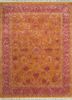  red and orange wool and silk hand knotted Rug