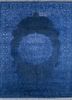 aurora blue wool and silk hand knotted Rug - HeadShot