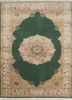aurora green wool and silk hand knotted Rug - HeadShot aurora green wool and silk hand knotted Rug - HeadShot