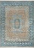 aurora blue wool and silk hand knotted Rug - HeadShot