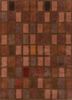 linear red and orange wool hand tufted Rug - HeadShot