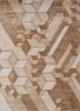linear beige and brown wool and viscose hand tufted Rug - HeadShot